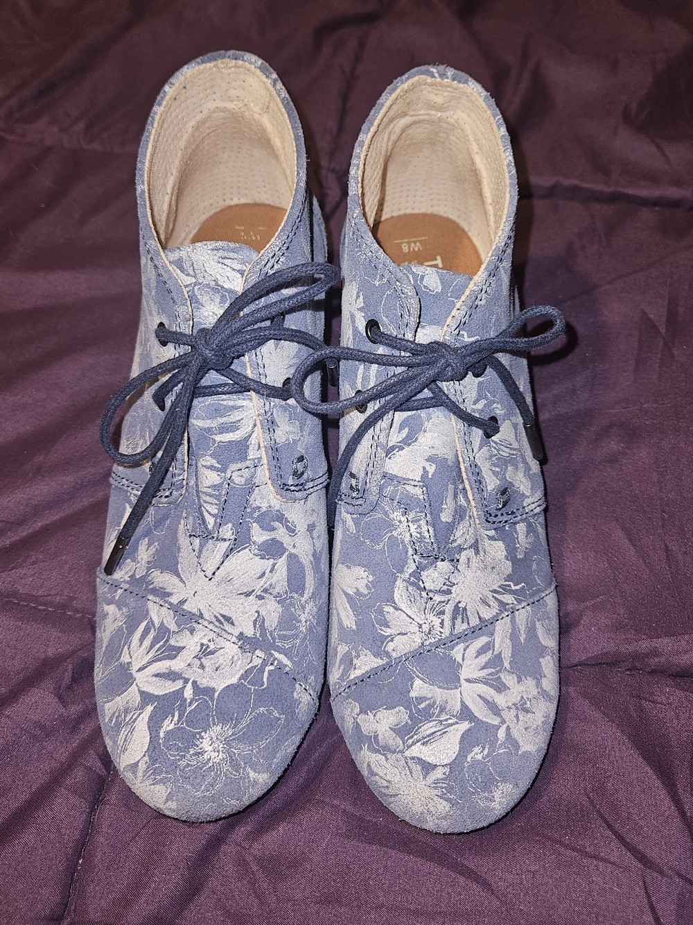 Toms Blue Floral Lace-Up Ankle Boots